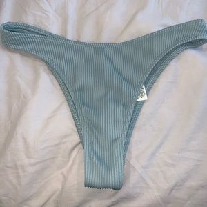 Light Blue Ribbed Cheeky Bikini Bottom in M